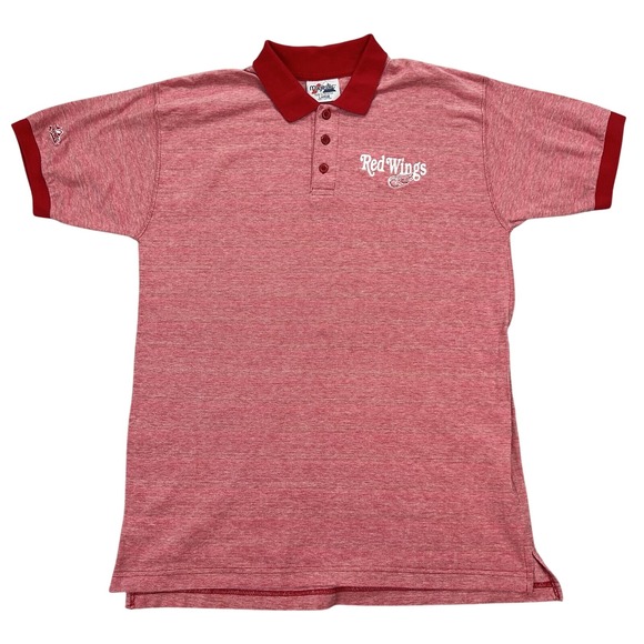 Vintage Detroit Red Wings Shirt Mens Size Large Red Short Sleeve Polo NHL Hockey - Picture 1 of 8